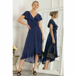 Jolie Moi Blue Gerrilyn Frill Animal Print Dress -Jolie Moi Shop unnamed file 1019