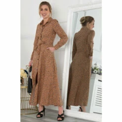 Jolie Moi Brown Vihana Shirt Maxi Dress -Jolie Moi Shop unnamed file 1024
