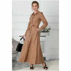 Jolie Moi Brown Vihana Shirt Maxi Dress -Jolie Moi Shop unnamed file 1027