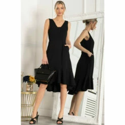 Jolie Moi Black Palmer Dip Hem Shift Dress