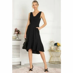 Jolie Moi Black Palmer Dip Hem Shift Dress -Jolie Moi Shop unnamed file 1030