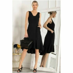 Jolie Moi Black Palmer Dip Hem Shift Dress -Jolie Moi Shop unnamed file 1033