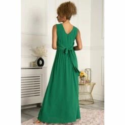 Jolie Moi Green Plain Chiffon Maxi Dress -Jolie Moi Shop unnamed file 1048