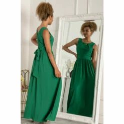Jolie Moi Green Plain Chiffon Maxi Dress -Jolie Moi Shop unnamed file 1050