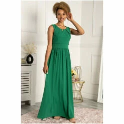 Jolie Moi Green Plain Chiffon Maxi Dress -Jolie Moi Shop unnamed file 1052