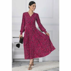 Jolie Moi Pink Long Sleeve Jersey Maxi Dress
