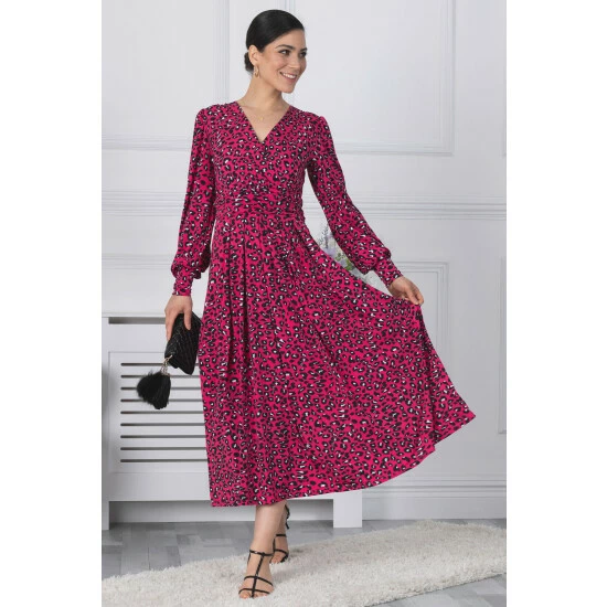 Jolie Moi Pink Long Sleeve Jersey Maxi Dress 3 Jolie Moi Pink Long Sleeve Jersey Maxi Dress