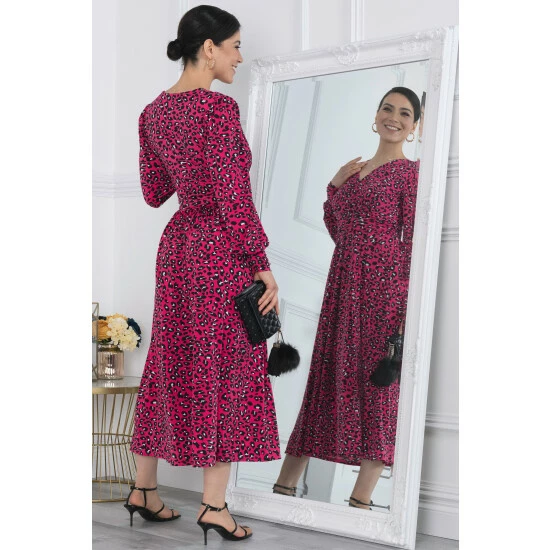 Jolie Moi Pink Long Sleeve Jersey Maxi Dress 4 Jolie Moi Pink Long Sleeve Jersey Maxi Dress - Image 2