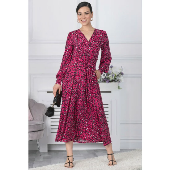 Jolie Moi Pink Long Sleeve Jersey Maxi Dress 5 Jolie Moi Pink Long Sleeve Jersey Maxi Dress - Image 3