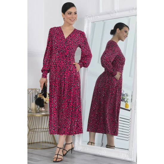 Jolie Moi Pink Long Sleeve Jersey Maxi Dress 6 Jolie Moi Pink Long Sleeve Jersey Maxi Dress - Image 4