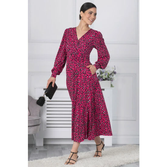 Jolie Moi Pink Long Sleeve Jersey Maxi Dress 7 Jolie Moi Pink Long Sleeve Jersey Maxi Dress - Image 5