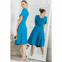 Jolie Moi Blue Debora Button Neck Dress -Jolie Moi Shop unnamed file 1062