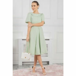 Jolie Moi Valery Green Button Collar Dress -Jolie Moi Shop unnamed file 1070