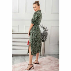 Jolie Moi Green Calla Puff Sleeve Shirt Dress -Jolie Moi Shop unnamed file 1081