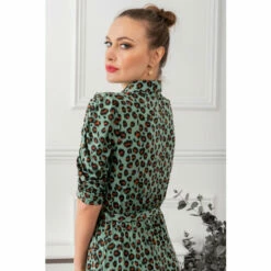 Jolie Moi Green Calla Puff Sleeve Shirt Dress -Jolie Moi Shop unnamed file 1082