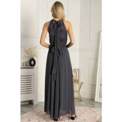 Jolie Moi Grey Halterneck Lace Bodice Maxi Dress -Jolie Moi Shop unnamed file 1093