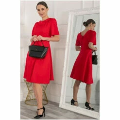 Jolie Moi Red Valencia Button Collar Dress -Jolie Moi Shop unnamed file 1110