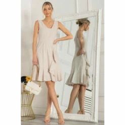 Jolie Moi Cream Sonya Flounce Shift Dress