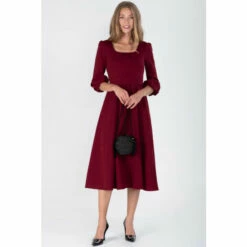 Jolie Moi Red Bell Sleeve Flare Midi Dress -Jolie Moi Shop unnamed file 1127