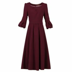 Jolie Moi Red Bell Sleeve Flare Midi Dress -Jolie Moi Shop unnamed file 1131