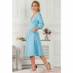 Jolie Moi Blue Paige 3/4 Sleeve Wrap Dress 5 Jolie Moi Blue Paige 3/4 Sleeve Wrap Dress -Jolie Moi Shop unnamed file 1142