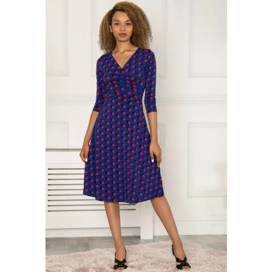 unnamed-file-1180.jpg Jolie Moi Blue Petra 3/4th Sleeve Ruched Dress -Jolie Moi Shop unnamed file 1180