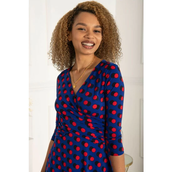 unnamed-file-1183.jpg Jolie Moi Blue Petra 3/4th Sleeve Ruched Dress -Jolie Moi Shop unnamed file 1183