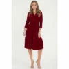 Jolie Moi Red 3/4th Sleeve Tiered Hem Velvet Dress 1 Jolie Moi Red 3/4th Sleeve Tiered Hem Velvet Dress -Jolie Moi Shop unnamed file 1185
