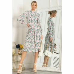 Jolie Moi Pink Vesper Long Sleeve Midi Dress