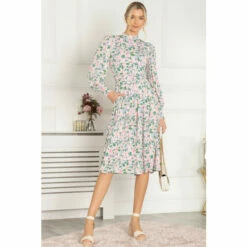 Jolie Moi Pink Vesper Long Sleeve Midi Dress -Jolie Moi Shop unnamed file 1233
