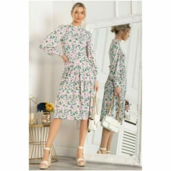 Jolie Moi Pink Vesper Long Sleeve Midi Dress -Jolie Moi Shop unnamed file 1235