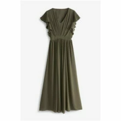 Jolie Moi Green Frilly Shoulder Chiffon Maxi Dress -Jolie Moi Shop unnamed file 1268
