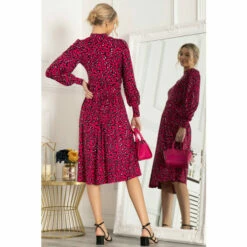 Jolie Moi Pink Vesper Long Sleeve Midi Dress -Jolie Moi Shop unnamed file 1279