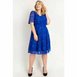 Jolie Moi Blue Flare Sleeved Lace Midi Dress -Jolie Moi Shop unnamed file 1284