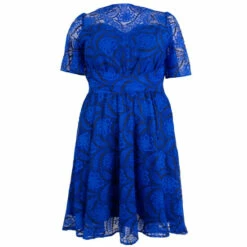 Jolie Moi Blue Flare Sleeved Lace Midi Dress -Jolie Moi Shop unnamed file 1286