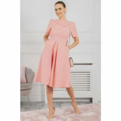 Jolie Moi Valery Pink Button Collar Dress