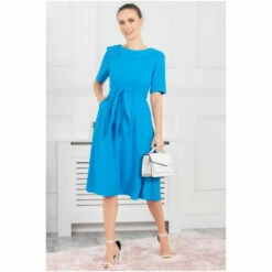 Jolie Moi Gemma Blue Belted Midi Dress -Jolie Moi Shop unnamed file 1314