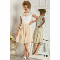 Jolie Moi Natural Contrast Lace Skater Dress -Jolie Moi Shop unnamed file 1317