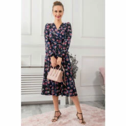 Jolie Moi Libby Blue Long Sleeve Midi Dress -Jolie Moi Shop unnamed file 1350