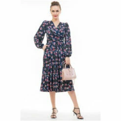 Jolie Moi Libby Blue Long Sleeve Midi Dress -Jolie Moi Shop unnamed file 1352