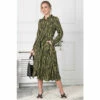 Jolie Moi Green Shea Viscose Shirt Midi Dress