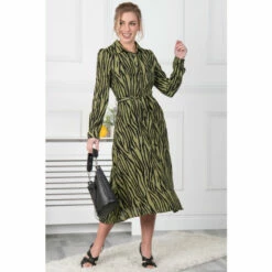 Jolie Moi Green Shea Viscose Shirt Midi Dress -Jolie Moi Shop unnamed file 1356