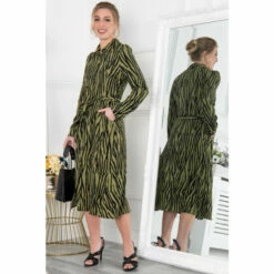 Jolie Moi Green Shea Viscose Shirt Midi Dress -Jolie Moi Shop unnamed file 1357