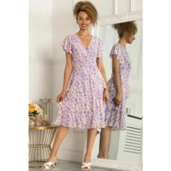 Jolie Moi Purple Gabielle Tiered Midi Dress