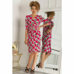 Jolie Moi Pink Print Wrap Front Midi Dress -Jolie Moi Shop unnamed file 1381