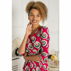 Jolie Moi Pink Print Wrap Front Midi Dress -Jolie Moi Shop unnamed file 1383