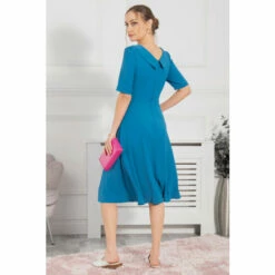 Jolie Moi Blue Darlene Twist Waist Midi Dress -Jolie Moi Shop unnamed file 1399