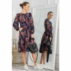 Jolie Moi Allyn Blue Bow Neck Long Sleeve Dress -Jolie Moi Shop unnamed file 1406