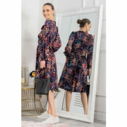 Jolie Moi Allyn Blue Bow Neck Long Sleeve Dress -Jolie Moi Shop unnamed file 1407