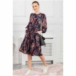 Jolie Moi Allyn Blue Bow Neck Long Sleeve Dress -Jolie Moi Shop unnamed file 1409